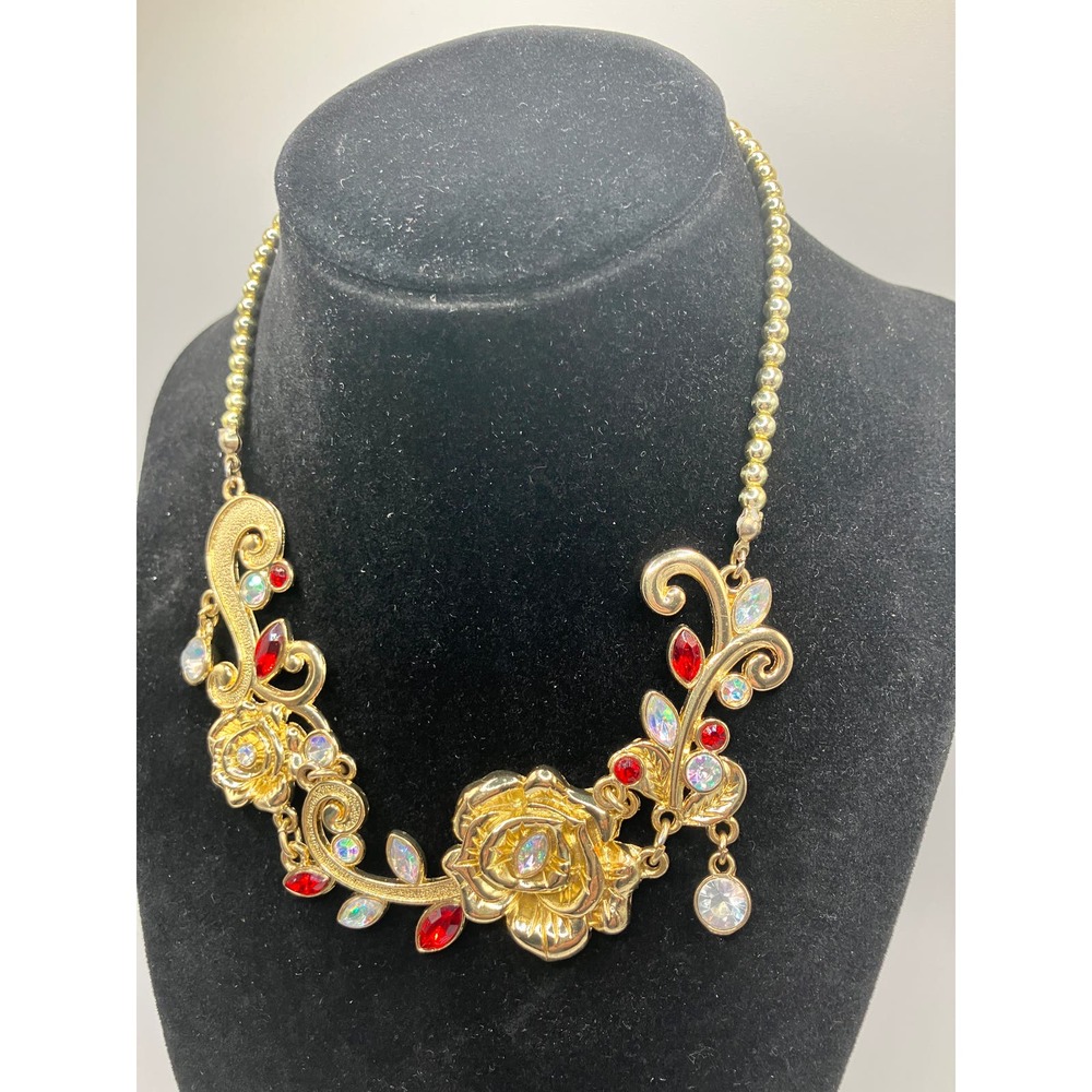 Disney Store London Beauty and the Beast Belle Rose Princess 15" Necklace! - Picture 4 of 11